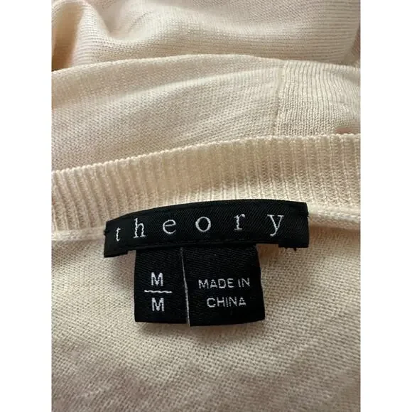 THEORY Womens Sweater Medium Beige Cream Wool Preen Tollie Long Sleeve Pocket - Picture 6 of 9